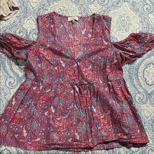 Women's Pink and Blue Patterned Top